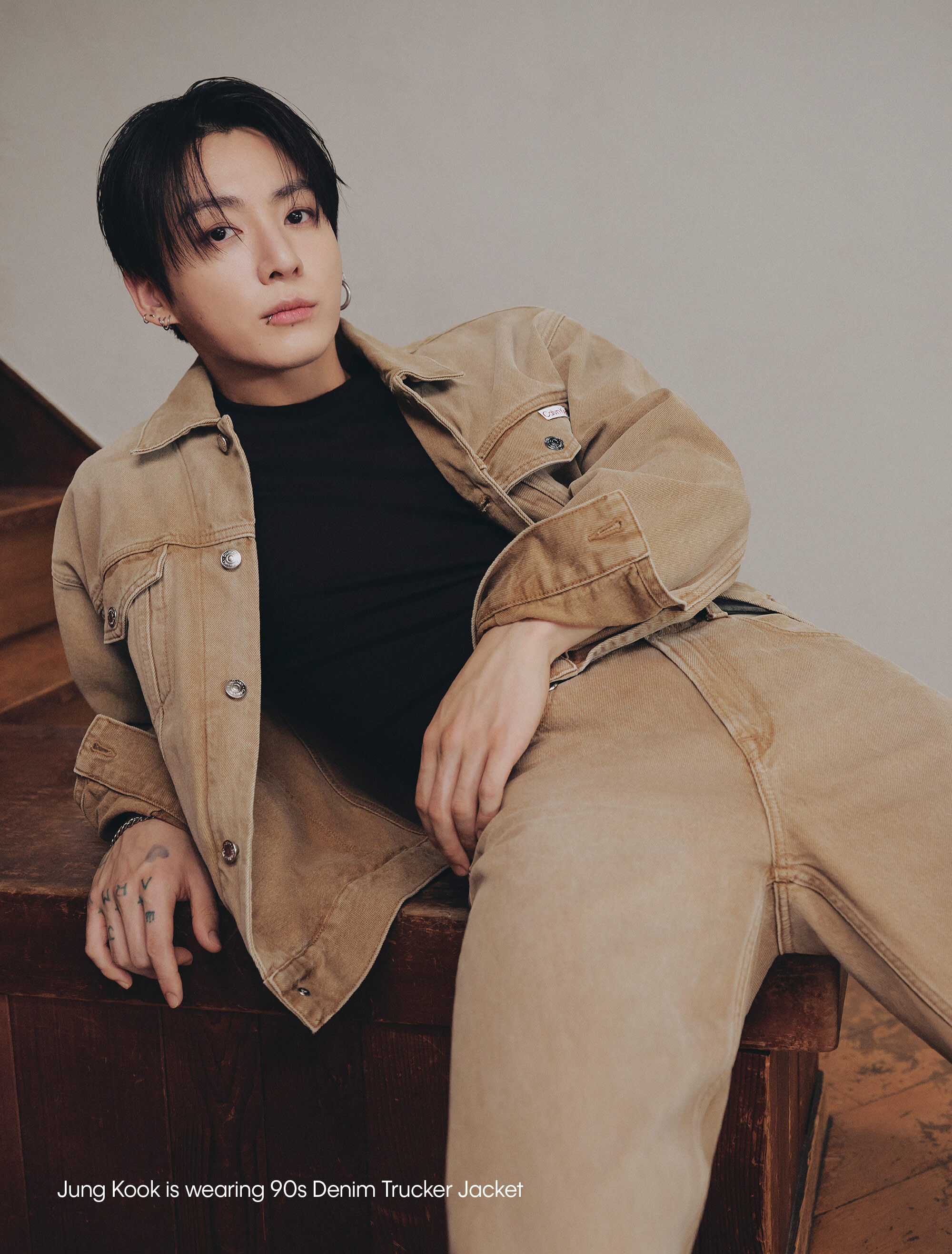 Jung Kook is wearing 90s Denim Trucker Jacket